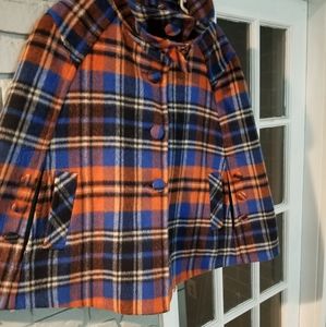 Cape style wool blend coat